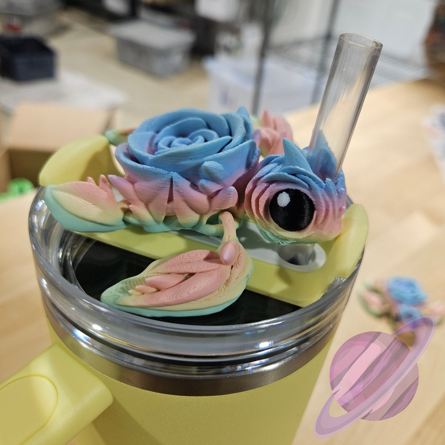 PASTEL ROSE TURTLE-3D PRINTED STRAW BUDDY