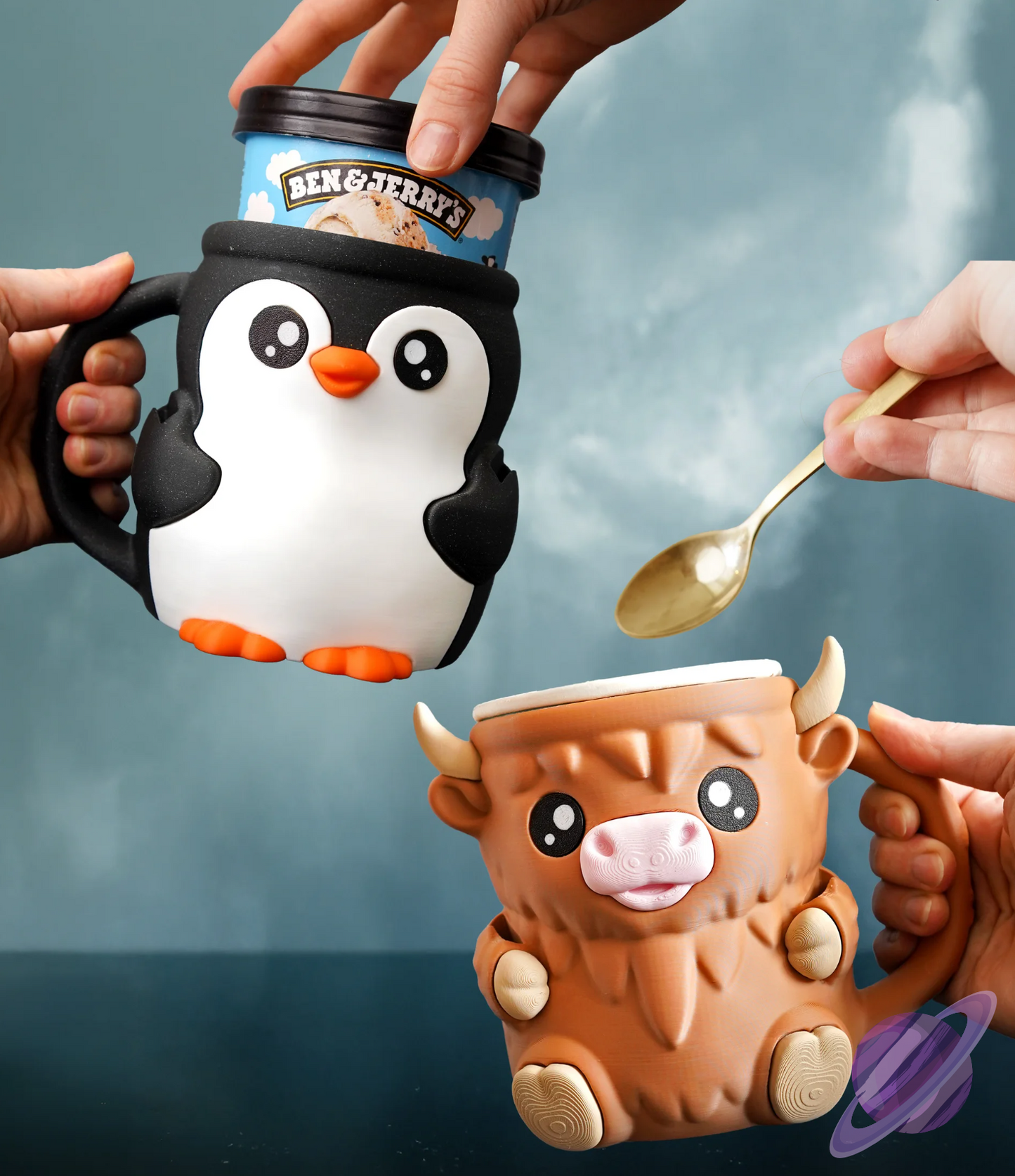 HIGHLAND COW- 3D PRINTED ICE CREAM PINT HOLDER